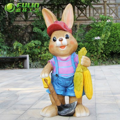 Quanzhou manufacture outdoor garden cartoon sculpture life size  fiberglass rabbit statue