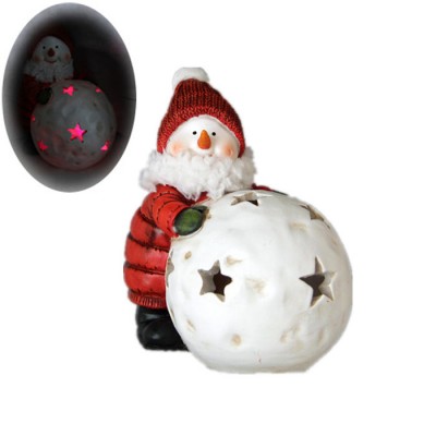 Christmas decoration indoor table snowman rolling led light ball figurine