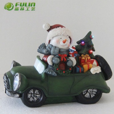 indoor snowman on car led lighted for christmas decoration