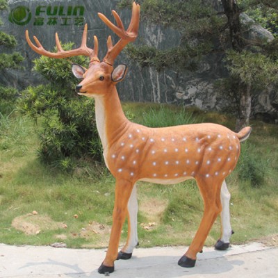 1.8M large outdoor life size fiberglass deer statue sculpture