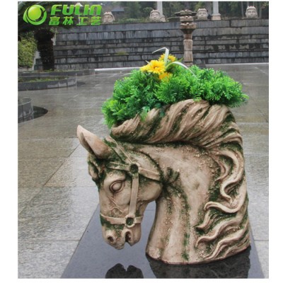 oriental rustic horse shape vertical flower garden pot