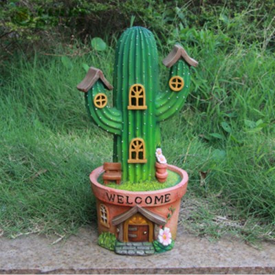 cactus statues outdoor solar garden lights